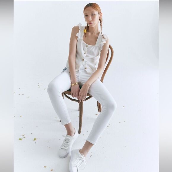 Madewell 9" Mid Rise Skinny Crop Jeans in Pure White Size 25 NWT - Picture 7 of 11